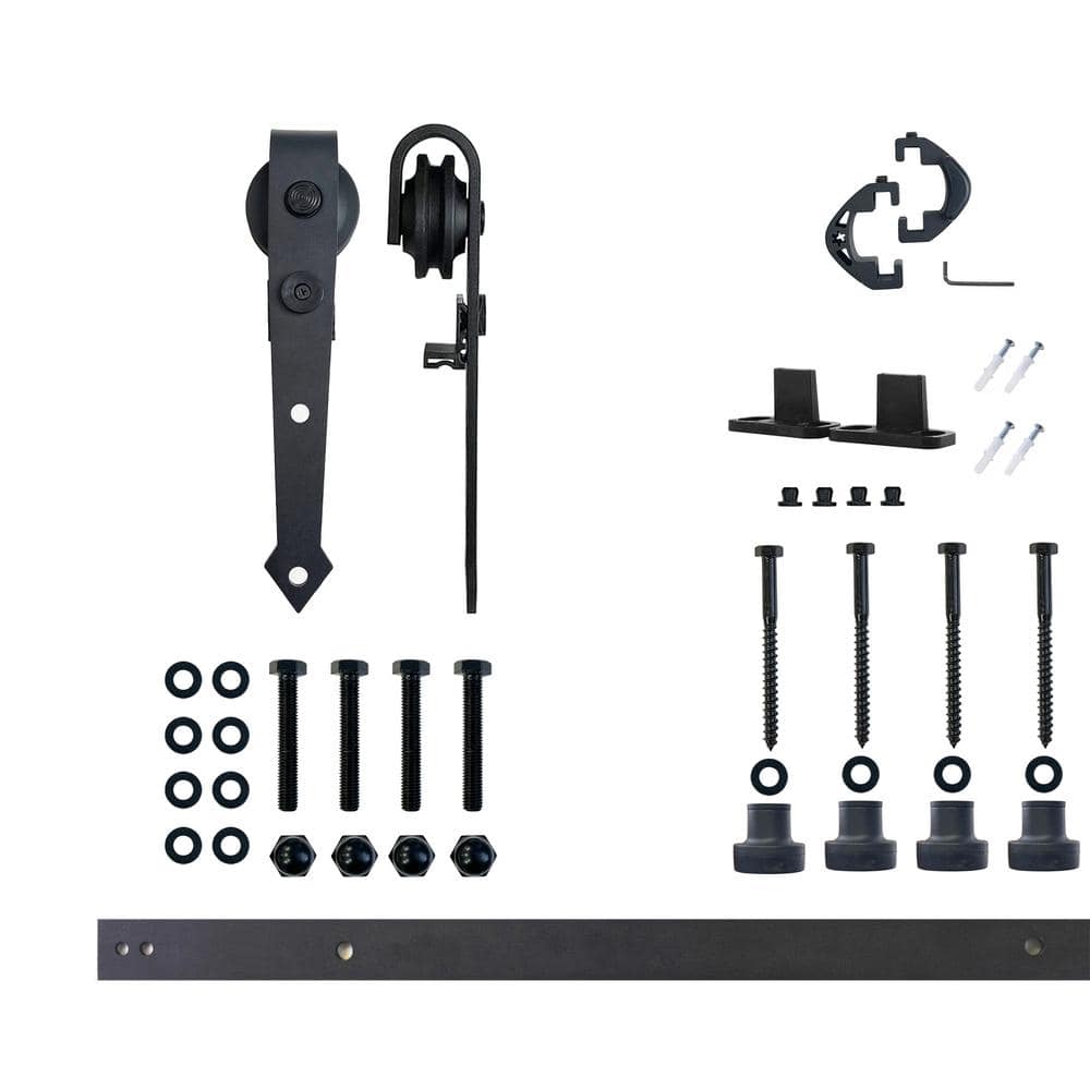 5 ft./60 in. Black Rustic Non-Bypass Sliding Barn Door Hardware Kit Arrow Design Roller for Single Door price history on PriceWatchPro
