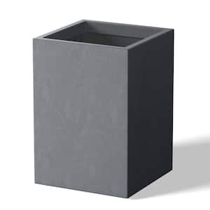 Modern 13 in. High Large Tall Tapered Square Granite Gray Outdoor Cement Planter Plant Pots