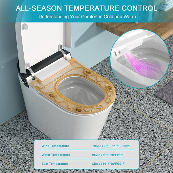 WELLFOR MT1 Elongated Heated Seat Smart Bidet Toilet with Foot Sensor in White