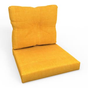 Solid Twill 23 in W x 3 in H Outdoor 1-Piece Deep Seat Dining Chair Cushion Set 1-Count in Yellow Splash