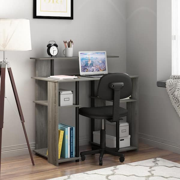 IFANNY White Computer Desk w/Bookshelf, Modern Home Office Desk w/Storage  Shelves & CPU Stand, Space-Saving Design, Compact Corner Computer