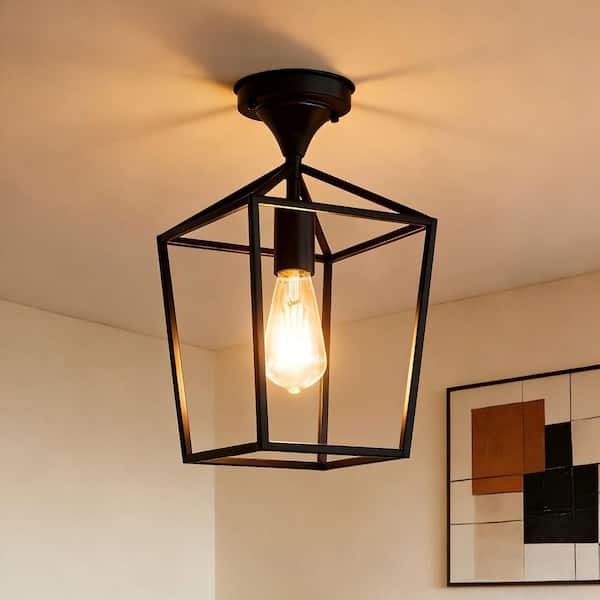 Hampton Bay Boswell Quarter 12-1/2 in. 2-Light Distressed Black