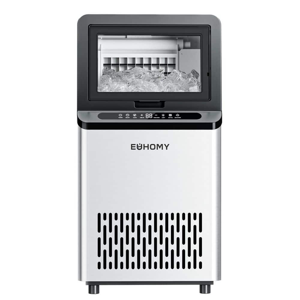 EUHOMY 15.4 in 100 lbs./24H Full Size Cube Freestanding Ice Maker in Stainless Steel, Auto-Cleaning, 3 ice types and timer