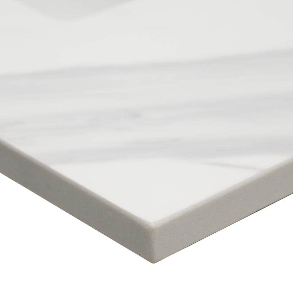 31 in. White Marble Bathroom Vanity Top with Single Sink