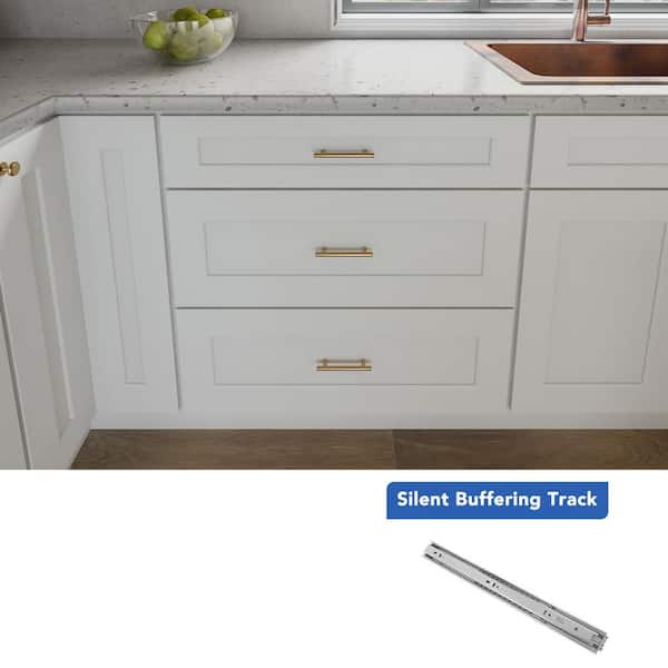 30 in. W x 24 in. D x 34.5 in. H Ready to Assemble Solid Wood Shaker Drawer Base Kitchen Cabinet in White