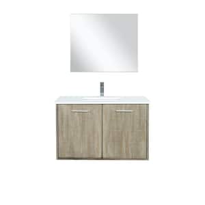 Fairbanks 36 in W x 20 in D Rustic Acacia Bath Vanity, Cultured Marble Top, Chrome Faucet Set and 28 in Mirror