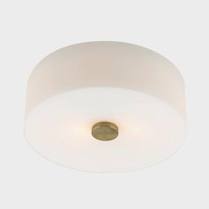 Rowan 2-Light Aged Brass Flush Mount with Opal Etched Glass
