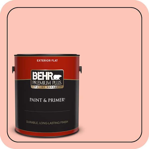 BEHR PREMIUM PLUS 1 gal. #190A-3 Salmon Peach Flat Exterior Paint & Primer