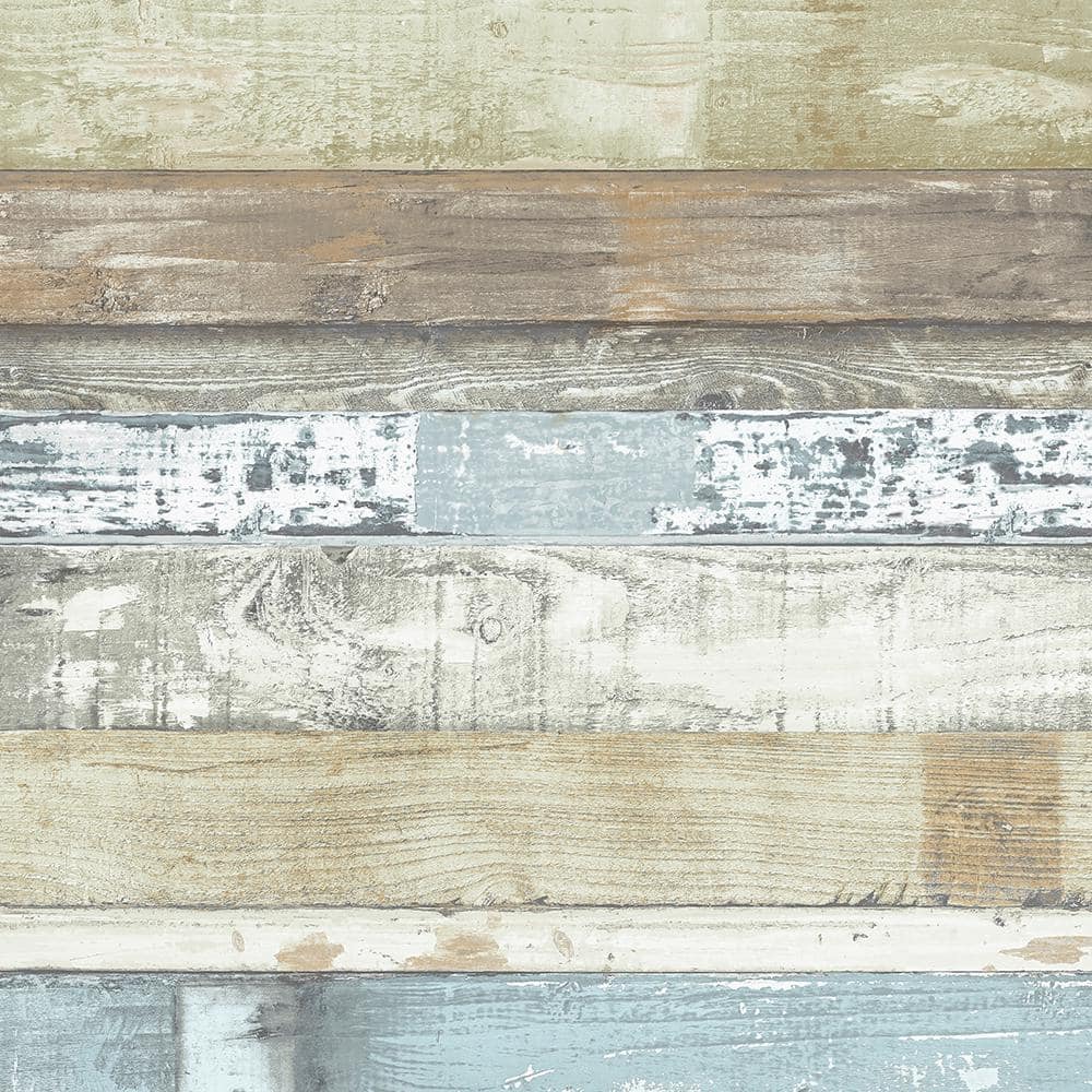 Beachwood Blue and Sage Vinyl Pre-Pasted Washable Wallpaper Roll