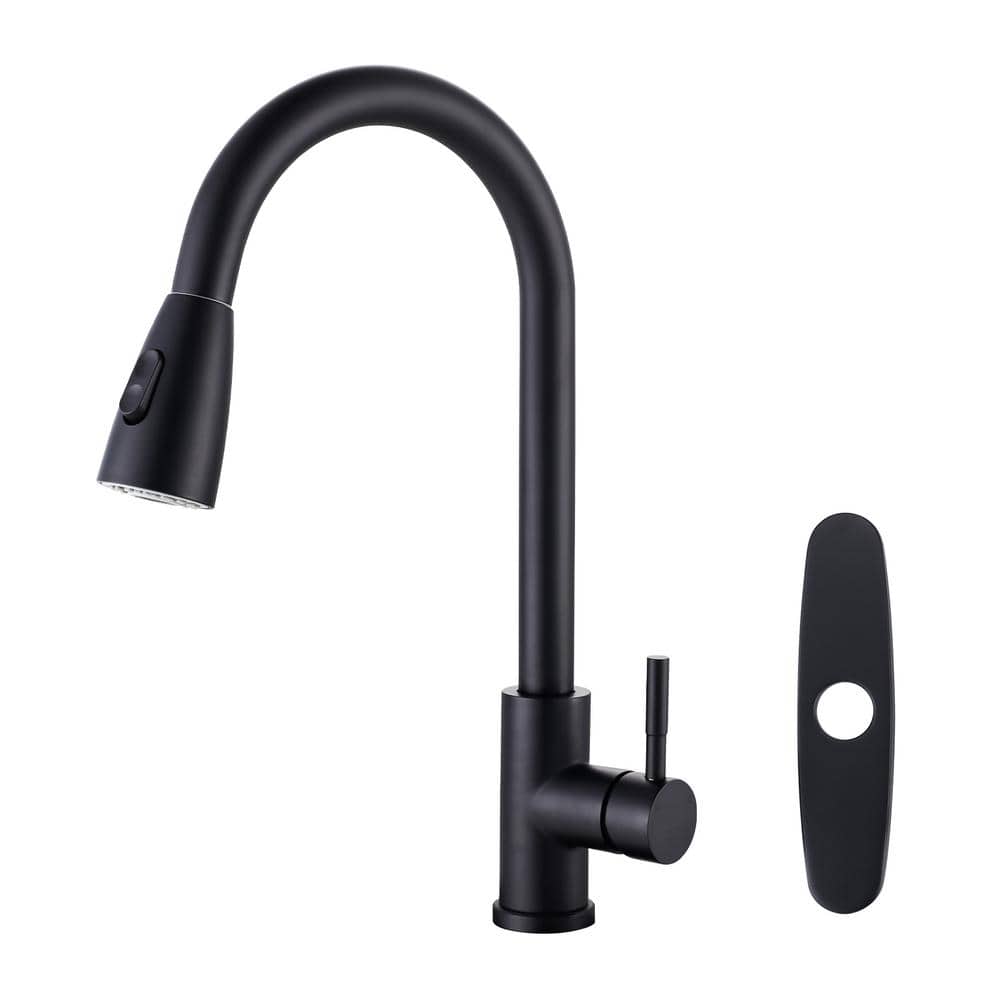 Single Handle High Arc kitchen Faucet with Pull Down Sprayer and Deckplate in Black price history on PriceWatchPro
