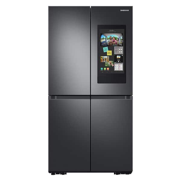 Samsung 29 cu ft 4-Door Family Hub French Door Smart Refrigerator in Fingerprint Resistant Black Stainless Steel, Standard Depth