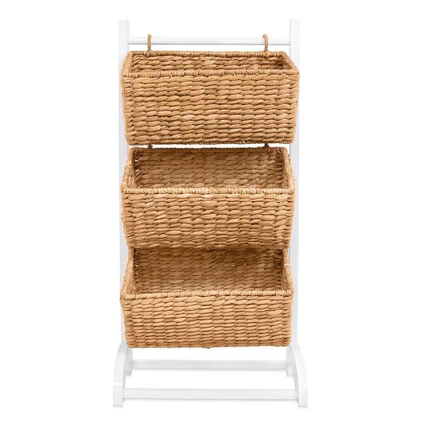 Birdrock Home Storage Shelf Baskets with Handles - Set of 3 - Abaca Seagrass Wi