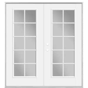 72 in. x 80 in. Primed Fiberglass Prehung Right-Hand Inswing 10-Lite Clear Glass Patio Door in Vinyl Frame, no Brickmold