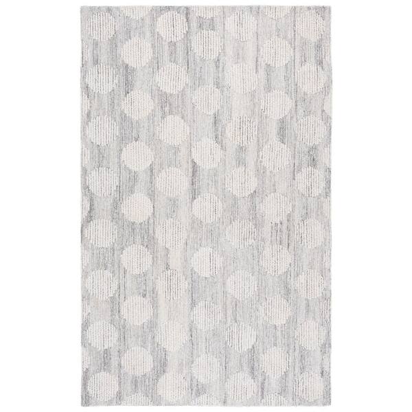 Metro 4 ft. x 6 ft. Gray/Ivory Polka Dot Area Rug