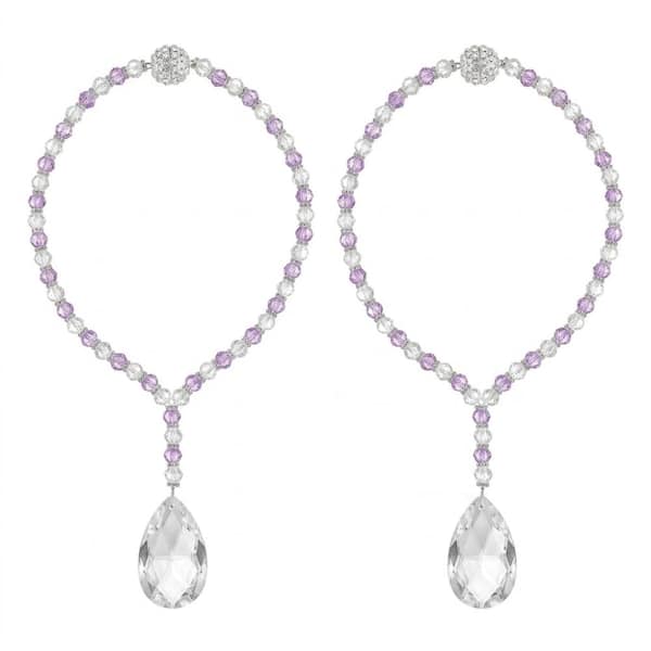 Elegant Crystal Beaded Magnetic Curtain Tiebacks - 2 Pack