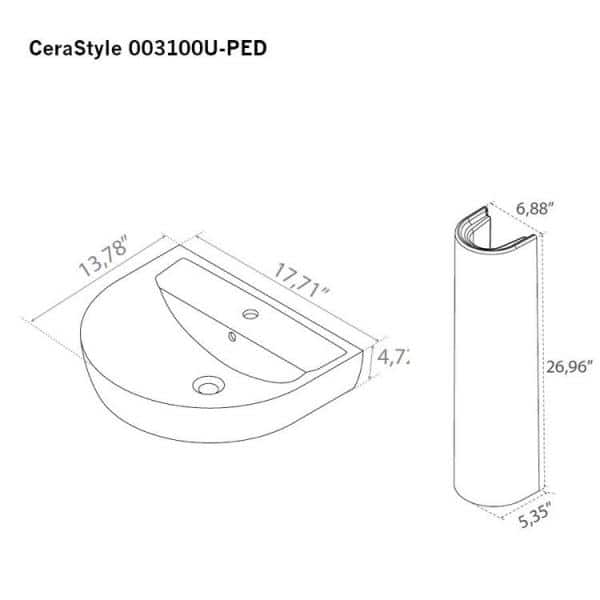 Nameeks Bella Pedestal Sink in White Nameeks Bella Pedestal Sink in White