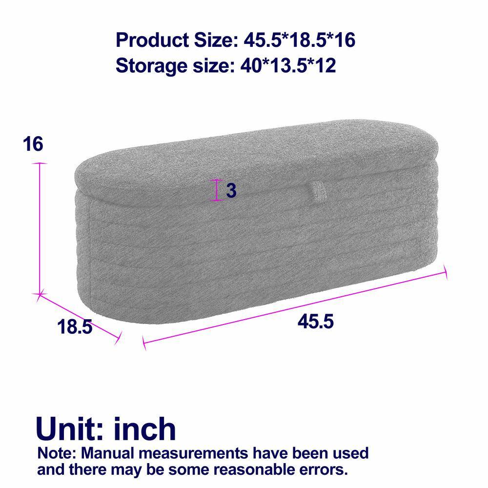 Cream White Upholstered Oval Storage Ottoman Bench