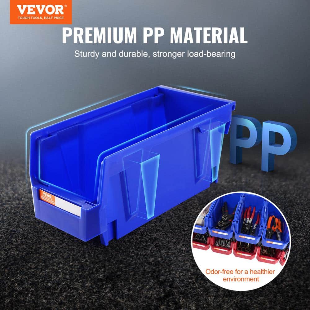 Blue and Red Stackable Plastic Storage Bins for Kids