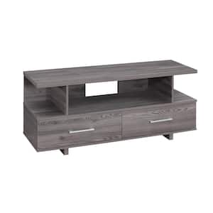 Jasmine 16 in. Gray Particle Board TV Stand with 2 Drawer Fits TVs Up to 43 in.