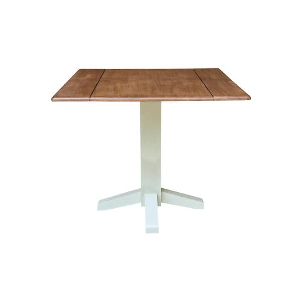 International Concepts Hickory/Shell 36 in. Square Dual Drop Leaf Solid Wood Pedestal Base Dining Table, Seats 4