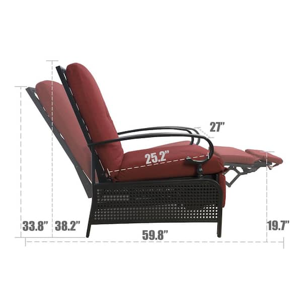 KOZYARD Cozy Aluminum Folding Outdoor Reclining 7 Adjustable Chaise Lounge  Chair with Red White Stripe Cushion KZLC2BEIR - The Home Depot