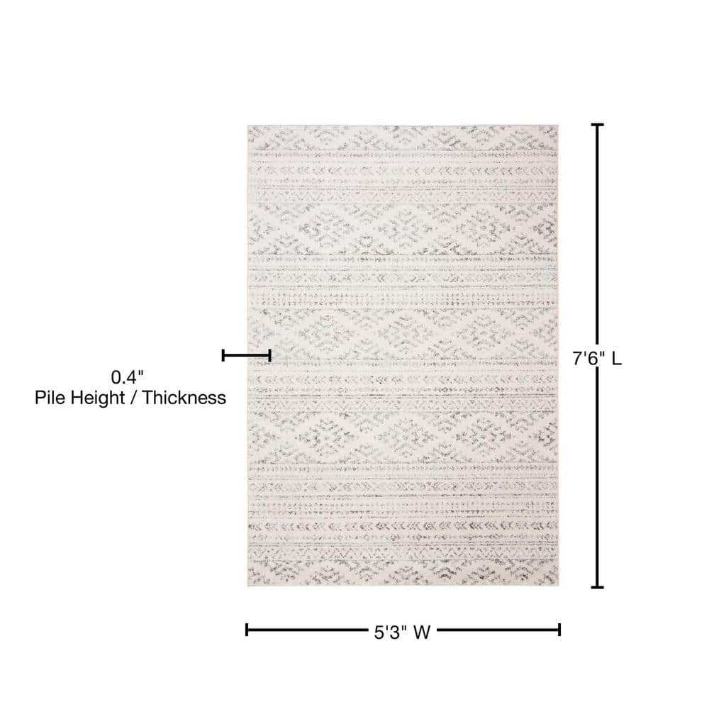 Gray and Ivory Hand-Knotted Synthetic Area Rug