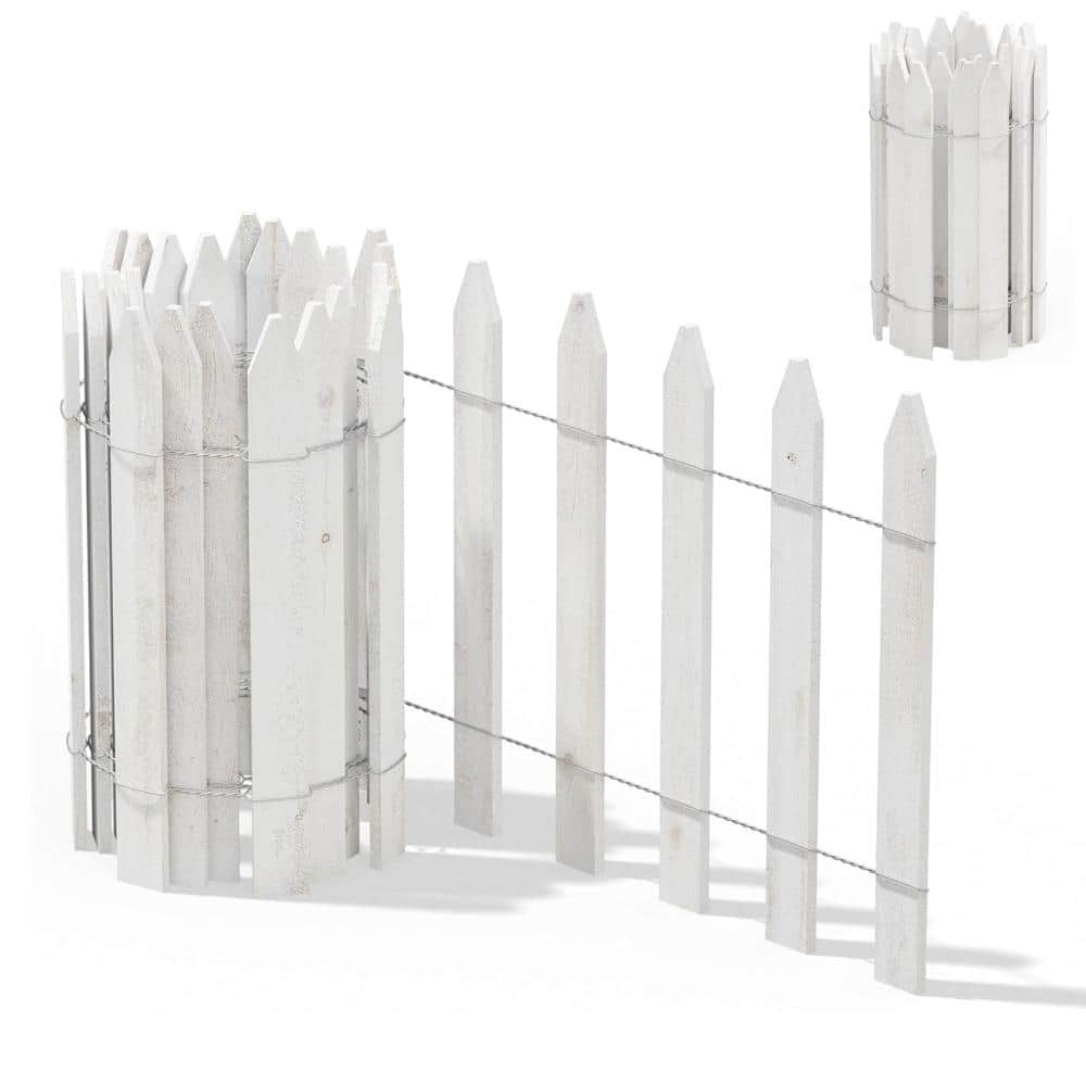 8 ft. x 16 in. Cedar Wooden Garden Picket Fence, White, with Cedar Stake Installation System, 6-Pack price history on PriceWatchPro