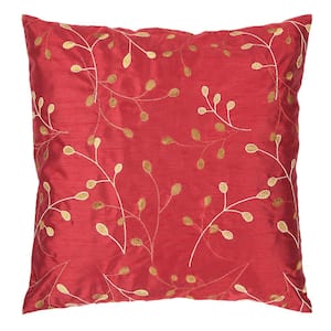 Erinus Red 22 in. x 22 in. Square Pillow Cover
