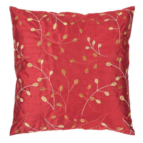 Livabliss Erinus Red 22 in. x 22 in. Square Pillow Cover