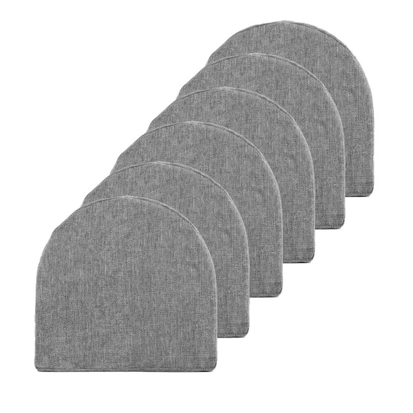 Pack of 6 Gray newest Memory Foam 17 x 16 Chair Cover Cushion with Ties 1 Inch Thick