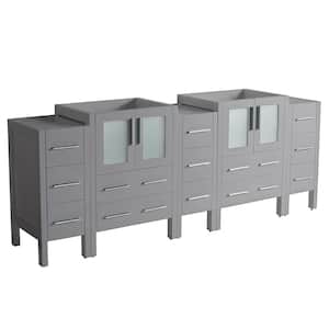 Torino 83.50 in. W Modern Double Bath Vanity Only in Gray with Side and Middle Cabinet