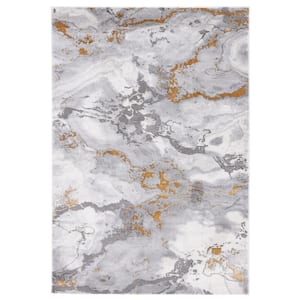Craft Gray/Yellow 4 ft. x 4 ft. Marbled Abstract Square Area Rug