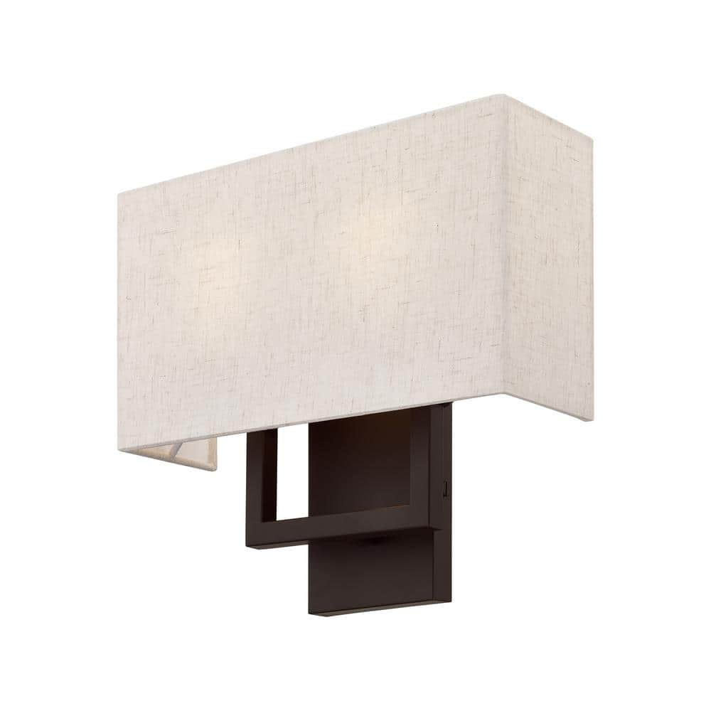 Pierson Bronze 2-Light ADA Compliant Wall Sconce with Oatmeal Shade