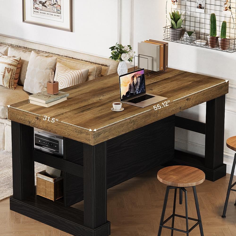 Vintage Rectangular 35.43 in. H Industrial Brown Black 3 Shelf High Pub Patio Dining Bar Table Wood 2 Separate Packages price history on PriceWatchPro