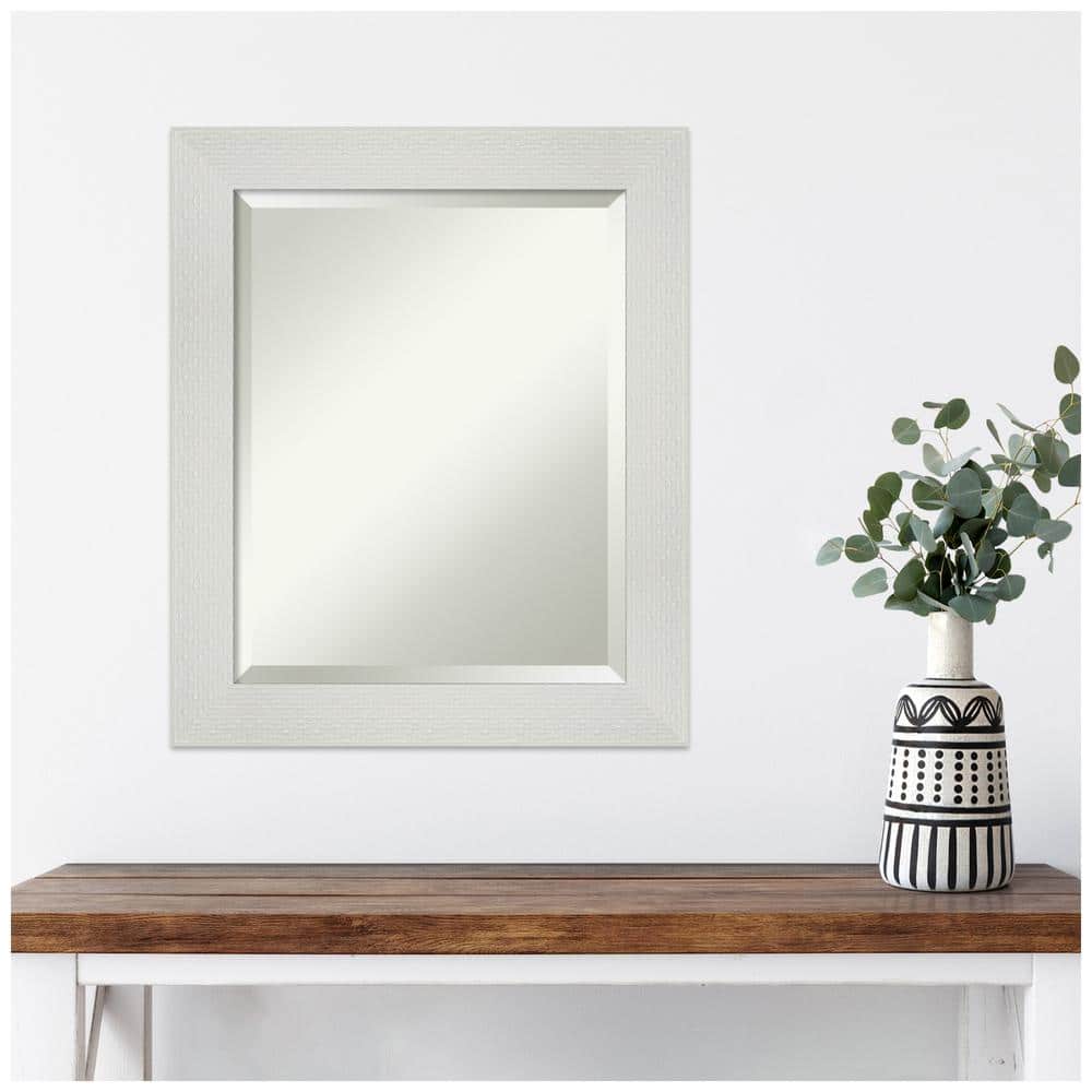 Mosaic White Satin Finish Framed Bathroom Vanity Mirror