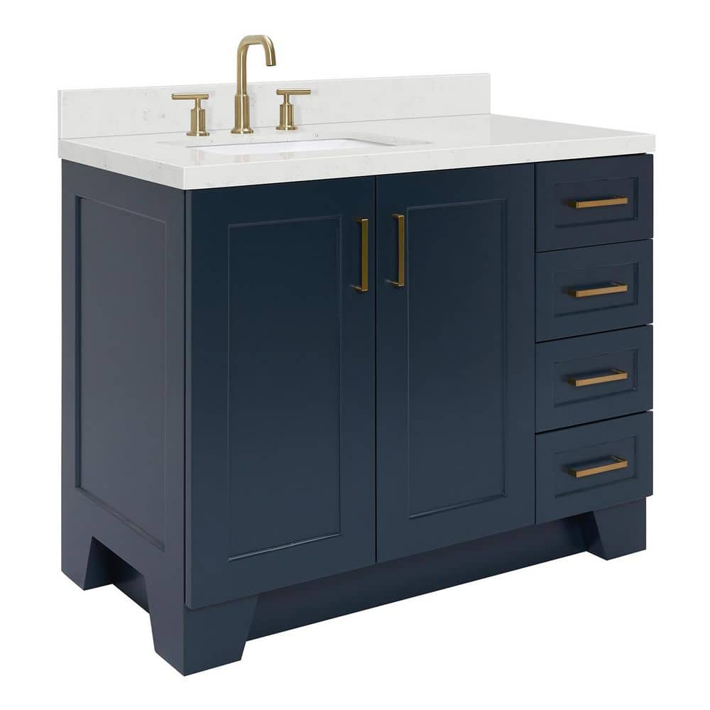 Midnight Blue 42" Single Bathroom Vanity with Quartz Top