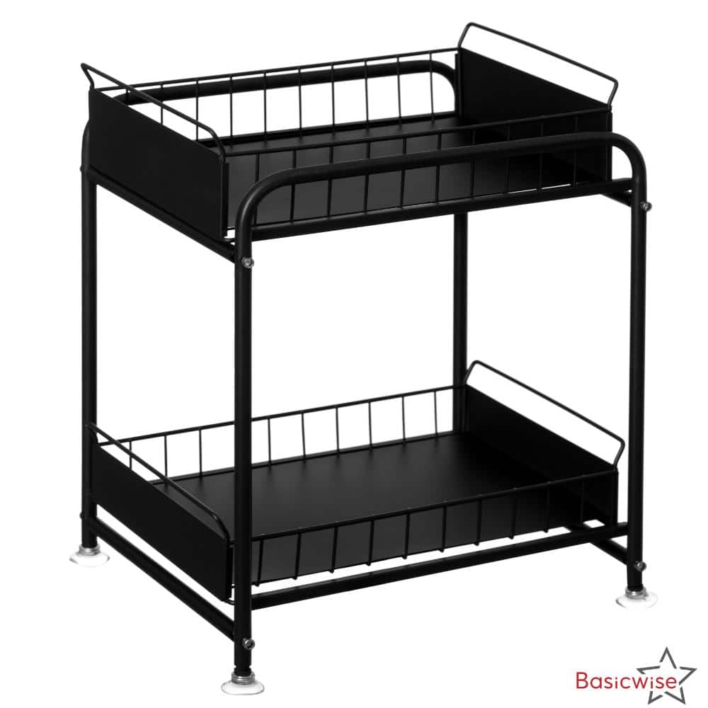Under Sink Organizer Sliding Wire Baskets Adjustable 2-Tier Metal Storage Rack for Bathroom Kitchen price history on PriceWatchPro