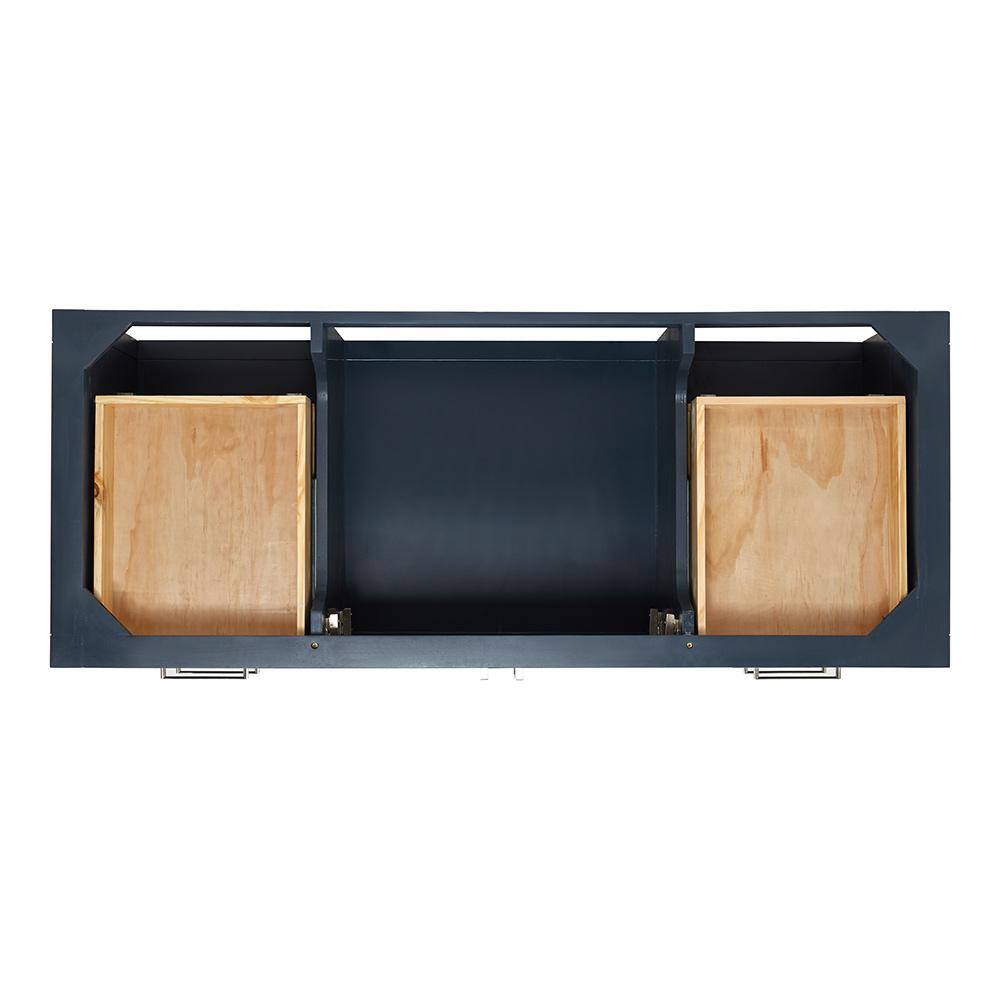 Midnight Blue Solid Wood Single Bathroom Vanity Base, 54"