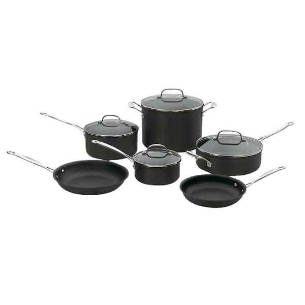 Cuisinart Chef's Classic Hard Anodized 10 Piece Black Cookware Set with Lids