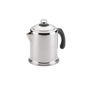 12 Cup Stainless Steel Coffee Percolator With Permanent Filter Basket For No Mess in Silver