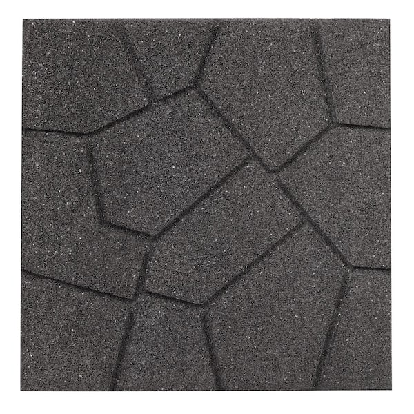 Vigoro 16 in. x 16 in. x 3/4 in. Gray Dual-Sided Rubber Paver (9-Pack)