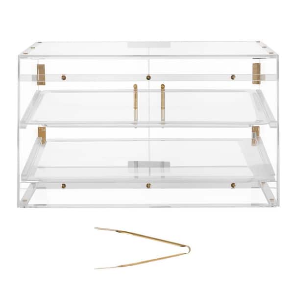 Bakery Display Case, 20.7 in. x 15. 7 in. x 12 in. 2-Tier Countertop Pastry Display Case, Clear Acrylic Bread Box
