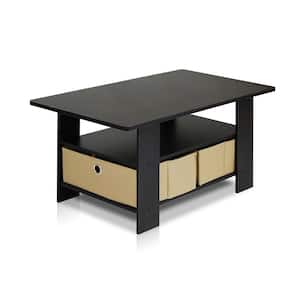 Home 32 in. Espresso/Brown Medium Rectangle Wood Coffee Table with Drawers