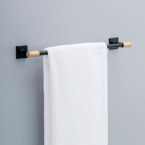 Averland 18 in. Wall Mounted Towel Bar Bath Hardware Accessory in Matte Black and Champagne Bronze