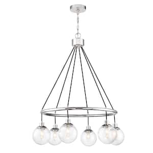 Que 6-Light Chrome Finish with Seeded Glass Transitional Chandelier for Kitchen/Dining/Foyer No Bulb Included