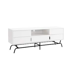 Yaztra White TV Stand Fits TV's Upto 65 in. with 3-Drawers