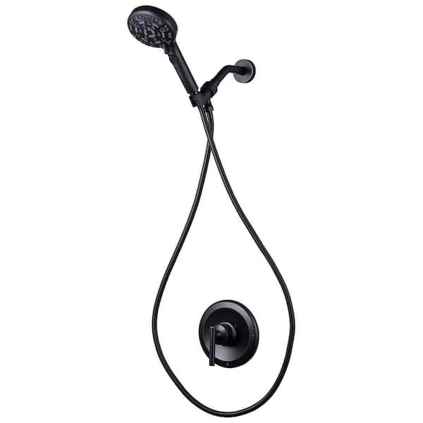 Single Handle 7-Spray Handheld Shower Faucet 1.8 GPM with Button and Brass Rough-In Valve Included in Oil Rubbed Bronze