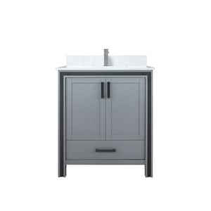 Ziva 30 in W x 22 in D Dark Grey Bath Vanity, Cultured Marble Top and Faucet Set