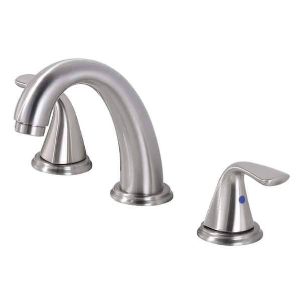 WOWOW 3-Holes 8 in. Widespread Double Handle Bathroom Faucet in Brushed Nickel