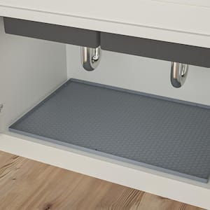 Gray 22 in. D x 34 in. L Rectangular Under Kitchen Sink Mat Drawer and Shelf Liner (1Pack)
